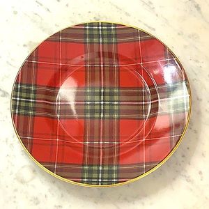 222 FIFTH OXFORD RED SALAD PLATE 8 5/8TH INCH RED GREEN PLAID GOLD NEW